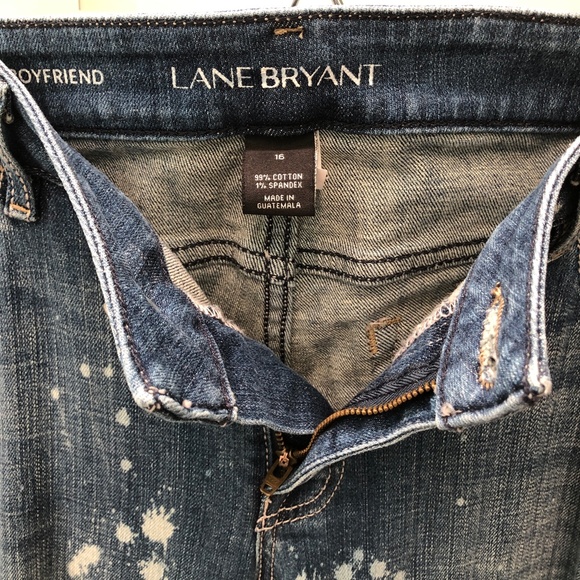 🎉3HP🎉 LANE BRYANT Low Rise Boyfriend Jeans Distressed Deconstructed Stretch 16 - Picture 15 of 16